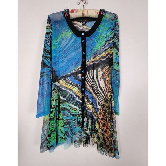 Michael Tyler Womens Abstract Print Button Down Swing Tunic Top/Dress Size Small - Picture 1 of 7